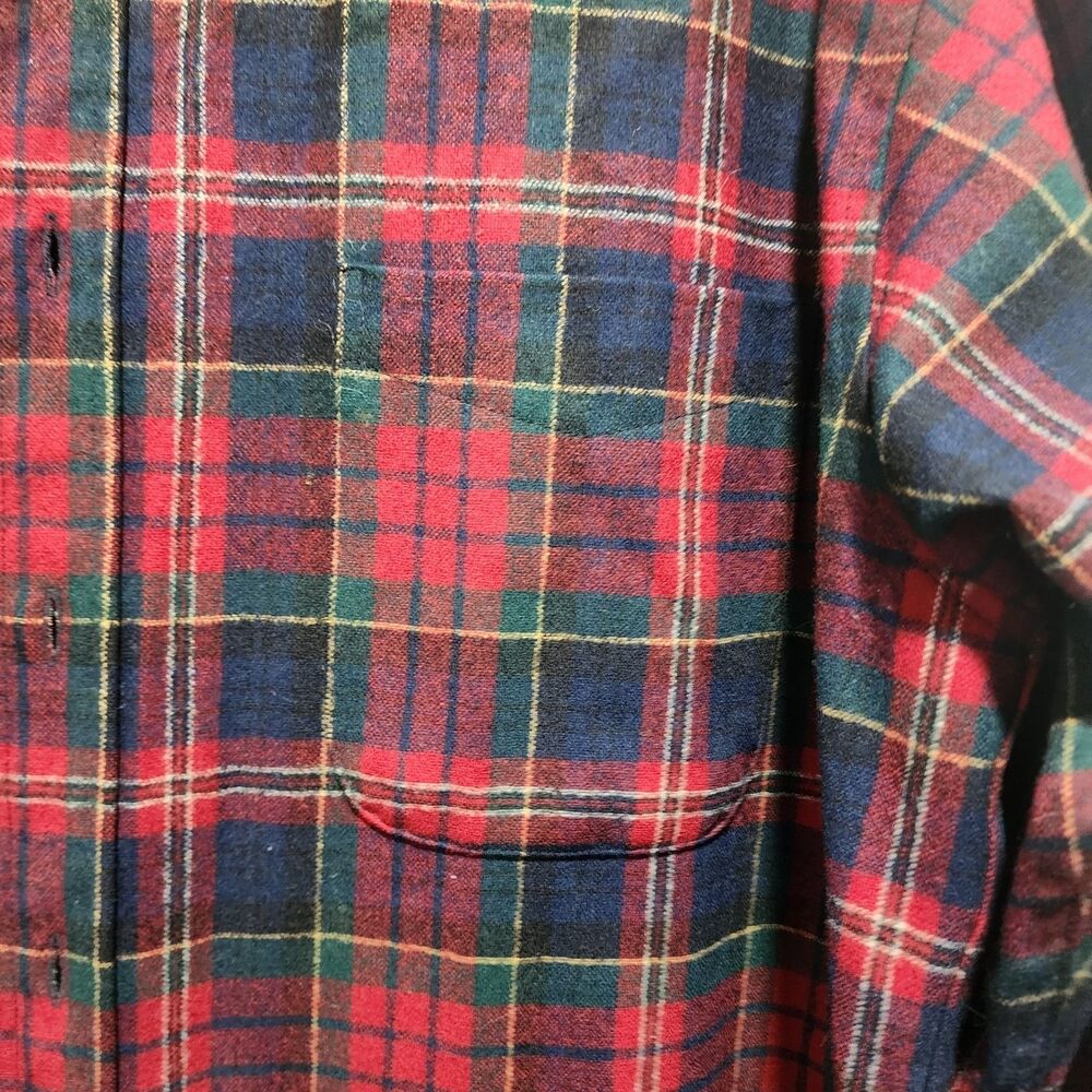 Pendleton Fireside Shirt Men’s L Red Plaid 100% Virgin Wool Vintage Button Front - Picture 2 of 4